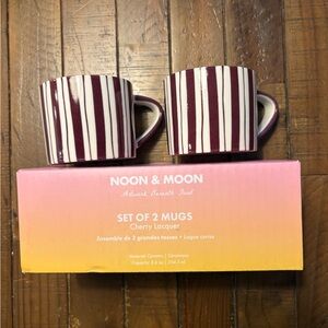 Noon & moon Cherry Lacquer Mug Set striped mug new!